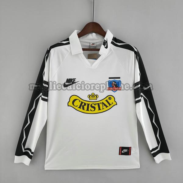 prima maglie calcio colo-colo 1995 manica lunga bianco nero