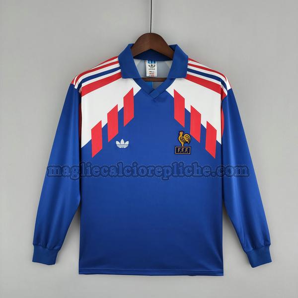 prima maglie calcio francia 1988 90 manica lunga blu bianco