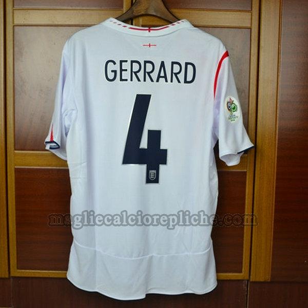 prima maglie calcio inghilterra 2006 gerrard 4 bianco