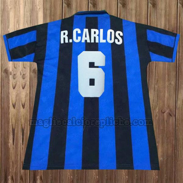 prima maglie calcio inter 1995-1996 r.carlos 6 blu