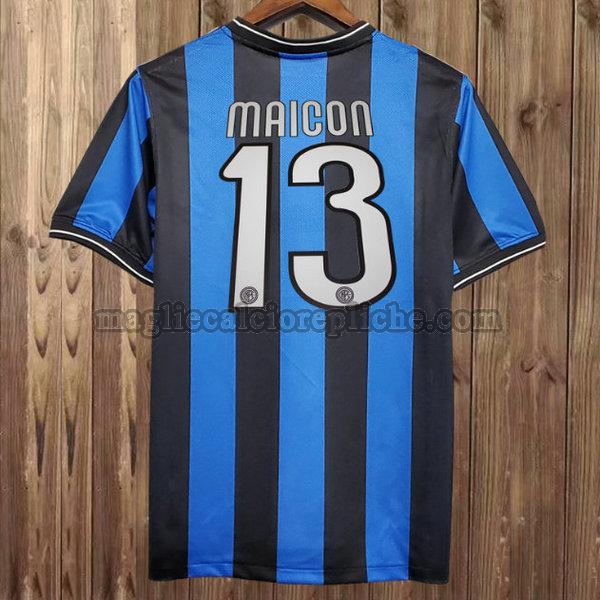 prima maglie calcio inter 2009-2010 maicon 13 blu