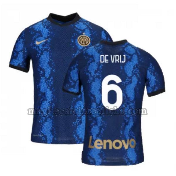 prima maglie calcio inter 2021 2022 de vrij 6 blu