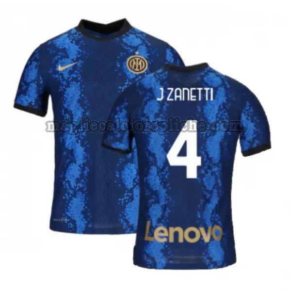 prima maglie calcio inter 2021 2022 j zanetti 4 blu