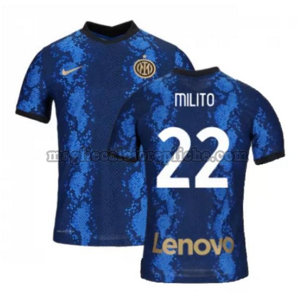 prima maglie calcio inter 2021 2022 milito 22 blu