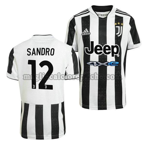 prima maglie calcio juventus 2021 2022 alex sandro 12 nero bianco