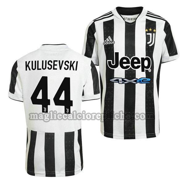 prima maglie calcio juventus 2021 2022 dejan kulusevski 44 nero bianco