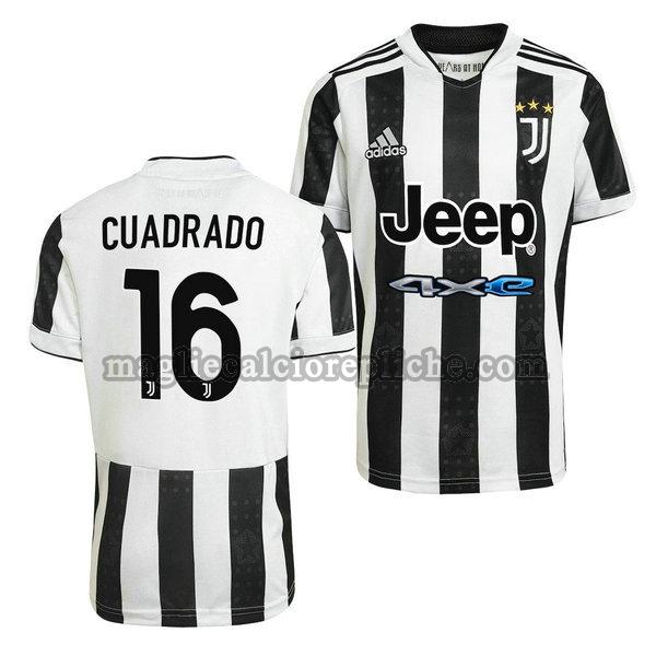 prima maglie calcio juventus 2021 2022 juan cuadrado 16 nero bianco