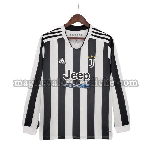 prima maglie calcio juventus 2021 2022 manica lunga nero bianco