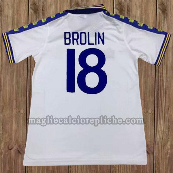 prima maglie calcio leeds united 1976-1977 brolin 18 bianco