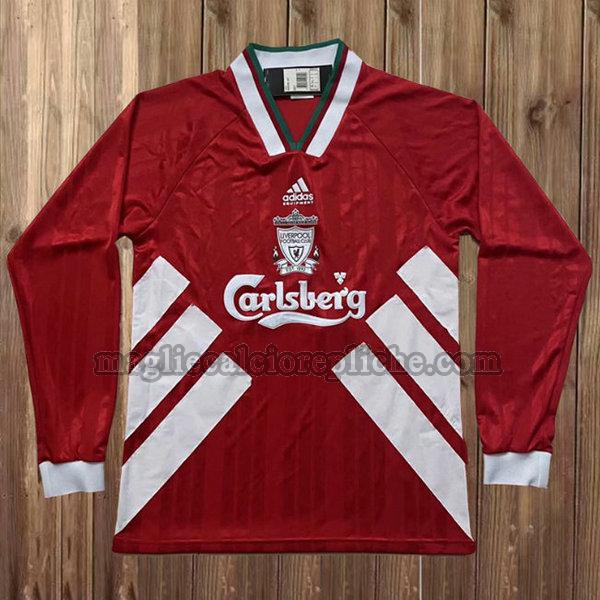 prima maglie calcio liverpool 1993-1995 manica lunga rosso