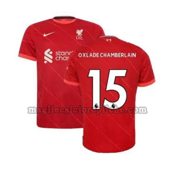 prima maglie calcio liverpool 2021 2022 oxlade chamberlain 15 rosso