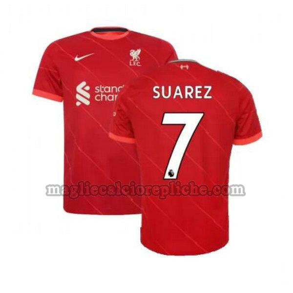 prima maglie calcio liverpool 2021 2022 suarez 7 rosso