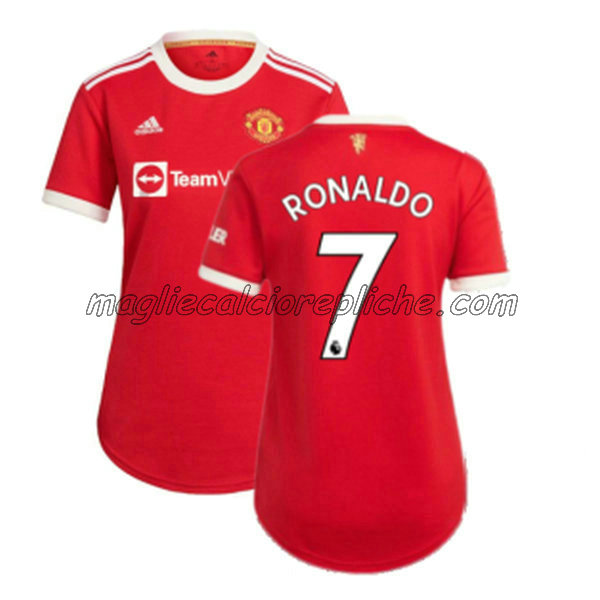 prima maglie calcio donna manchester united 2021 2022 cristiano ronaldo 7 rosso