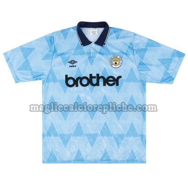 prima maglie calcio manchester city 1989-1990 blu
