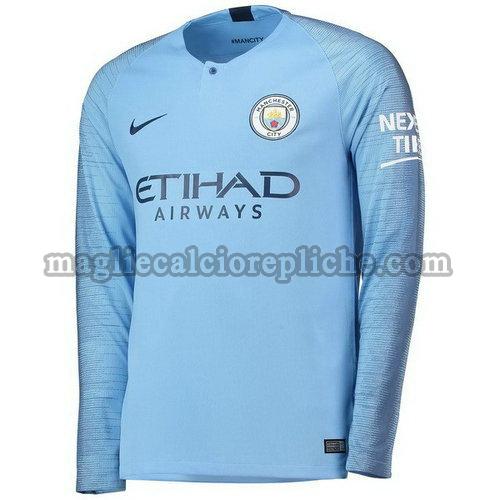 prima maglie calcio manchester city 2018-2019 manica lunga