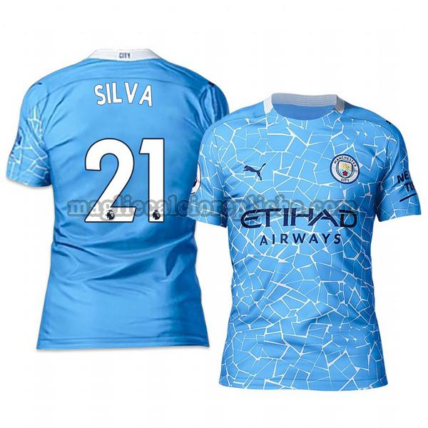 prima maglie calcio manchester city 2020-2021 david silva 21