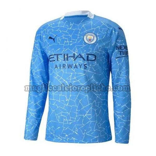 prima maglie calcio manchester city 2020-2021 manica lunga