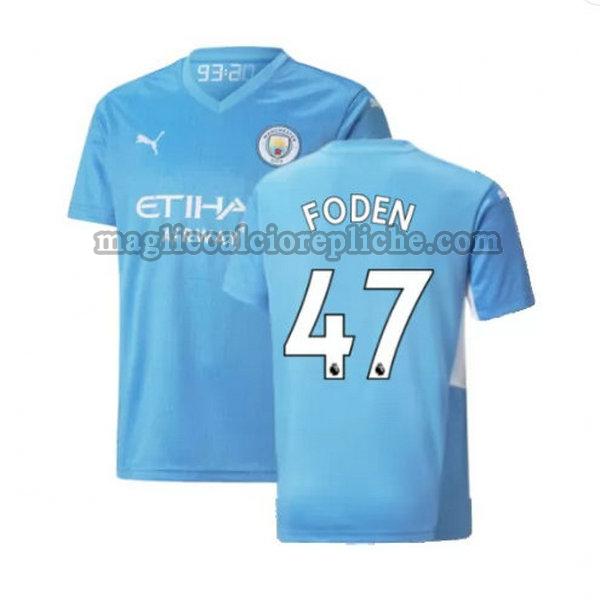 prima maglie calcio manchester city 2021 2022 foden 47 blu