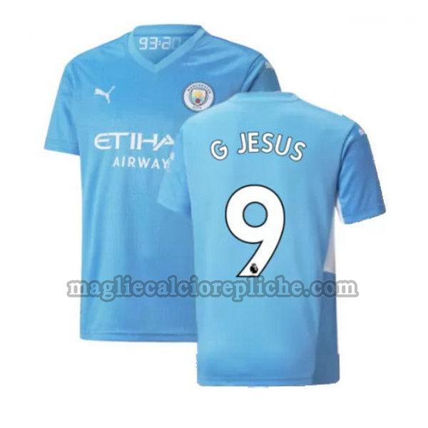 prima maglie calcio manchester city 2021 2022 g jesus 9 blu