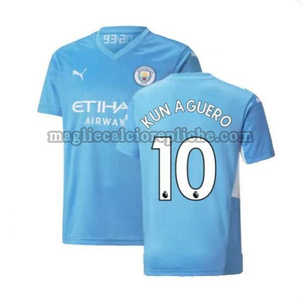 prima maglie calcio manchester city 2021 2022 kun aguero 10 blu