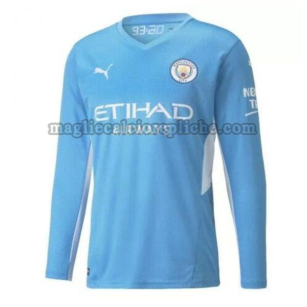 prima maglie calcio manchester city 2021 2022 manica lunga blu