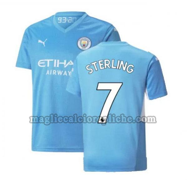 prima maglie calcio manchester city 2021 2022 sterling 7 blu