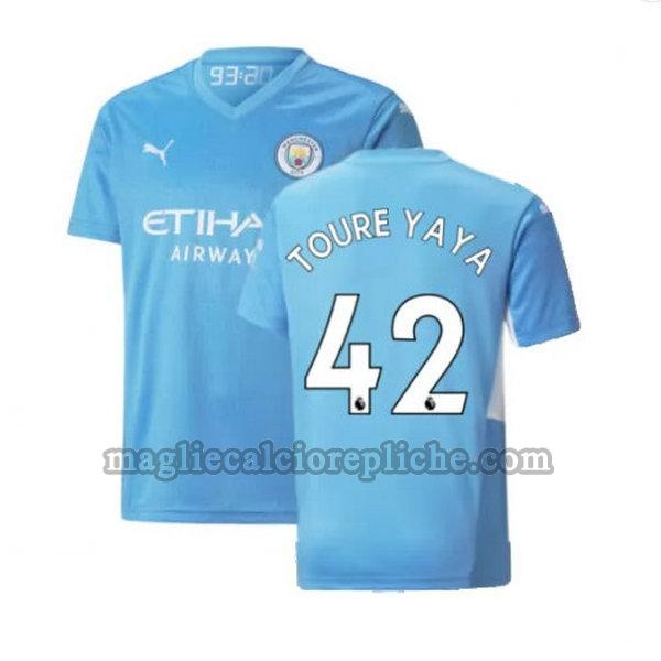 prima maglie calcio manchester city 2021 2022 toure yaya 42 blu