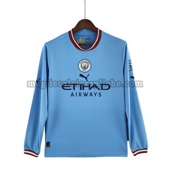 prima maglie calcio manchester city 2022 2023 manica lunga blu