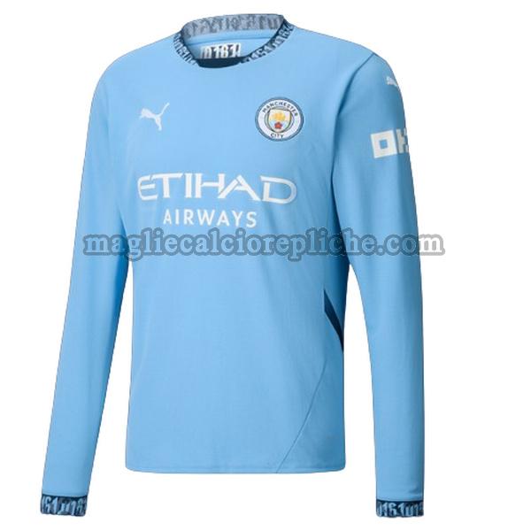 prima maglie calcio manchester city 2024 2025 manica lunga blu