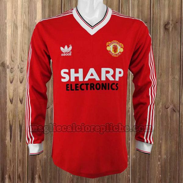 prima maglie calcio manchester united 1982-1983 manica lunga rosso