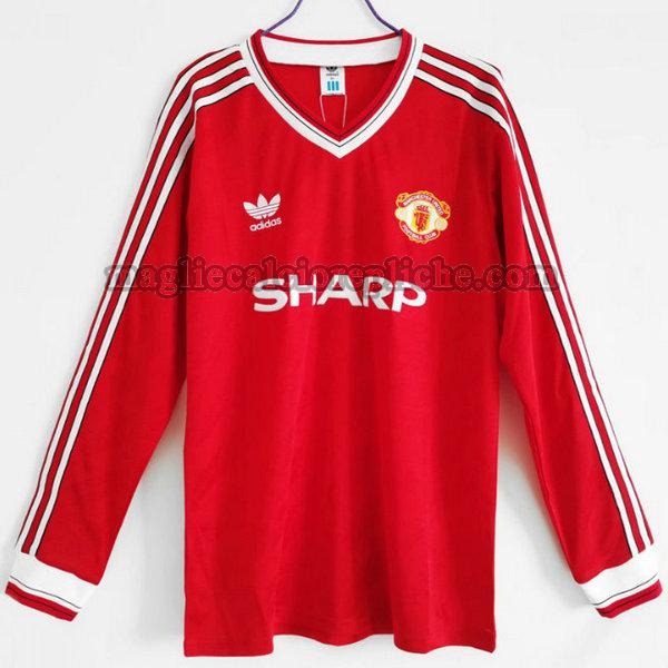 prima maglie calcio manchester united 1986-1988 manica lunga rosso