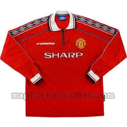 prima maglie calcio manchester united 1998 1999 manica lunga