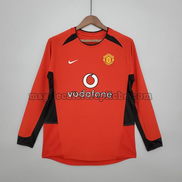 prima maglie calcio manchester united 2002 2004 manica lunga rosso