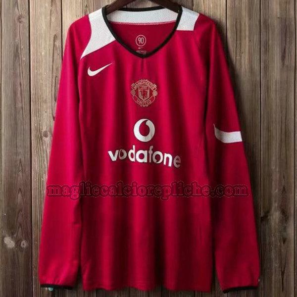 prima maglie calcio manchester united 2004-2006 manica lunga rosso