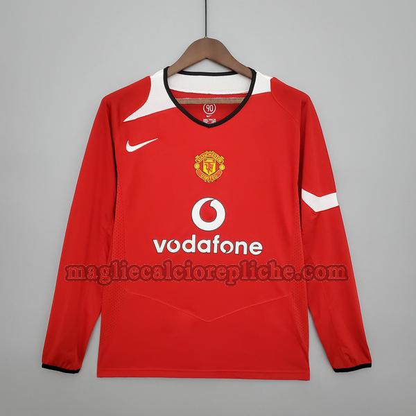 prima maglie calcio manchester united 2004 2006 manica lunga rosso