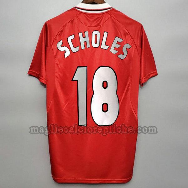 prima maglie calcio manchester united 2019-2020 scholes 18 rosso