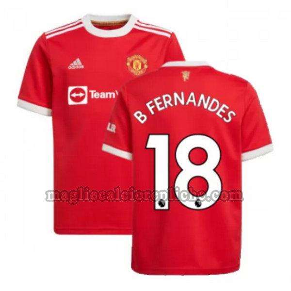 prima maglie calcio manchester united 2021 2022 b fernandes 18 rosso