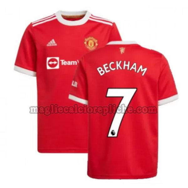 prima maglie calcio manchester united 2021 2022 beckham 7 rosso