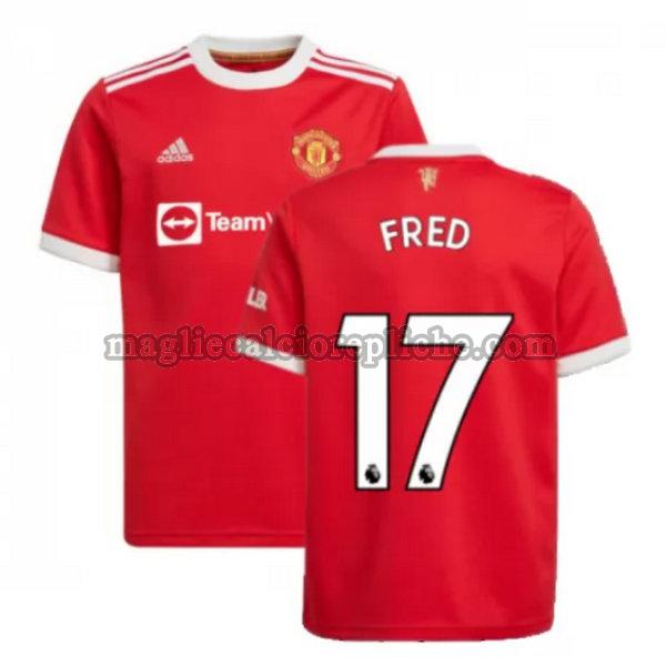 prima maglie calcio manchester united 2021 2022 fred 17 rosso