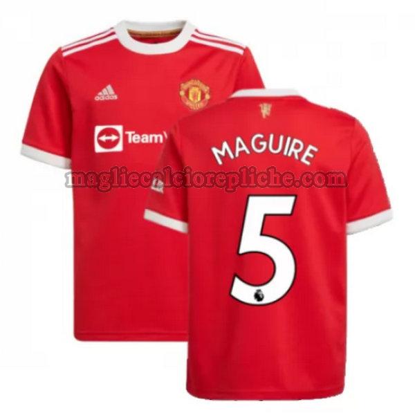 prima maglie calcio manchester united 2021 2022 maguire 5 rosso