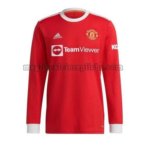 prima maglie calcio manchester united 2021 2022 manica lunga rosso