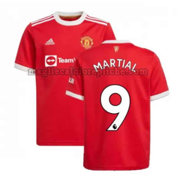 prima maglie calcio manchester united 2021 2022 martial 9 rosso