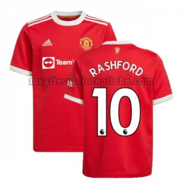 prima maglie calcio manchester united 2021 2022 rashford 10 rosso