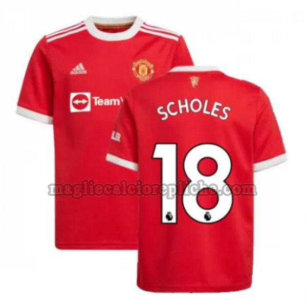 prima maglie calcio manchester united 2021 2022 scholes 18 rosso