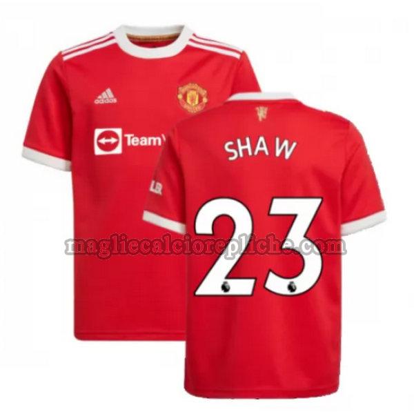 prima maglie calcio manchester united 2021 2022 shaw 23 rosso