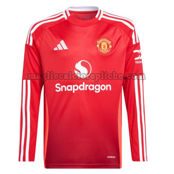 prima maglie calcio manchester united 2024 2025 manica lunga rosso