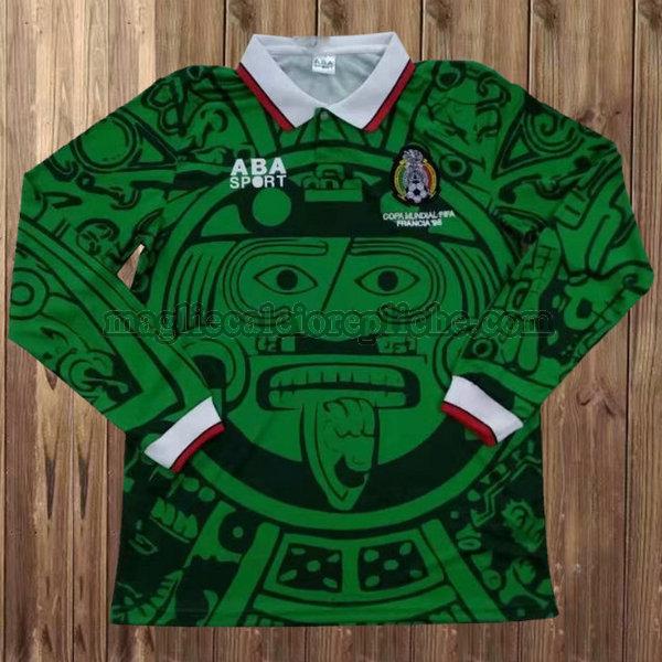 prima maglie calcio messico 1998 manica lunga verde