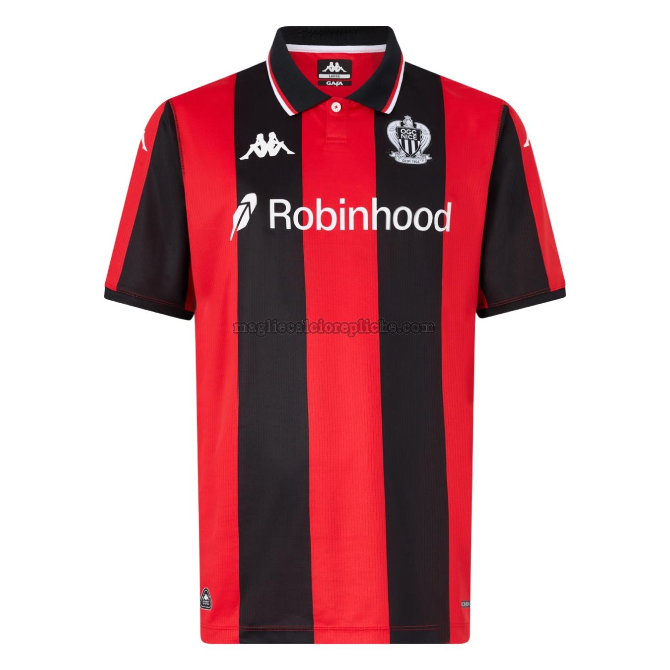 prima maglie calcio ogc nice 2025 2026 thailandia rosso negro