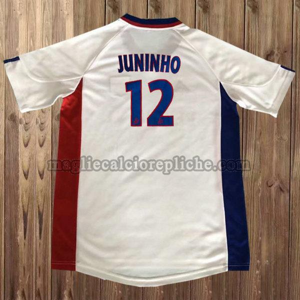 prima maglie calcio olympique lyon 2001-2002 juninho 12 bianco