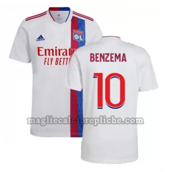 prima maglie calcio olympique lyon 2021 2022 benzema 10 bianco